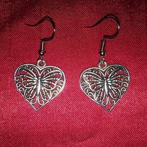 Butterfly heart earrings